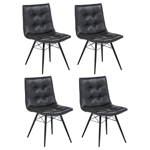 Tampa Furniture Outlet - Coaster - Aiken Faux Leather Upholstered Dining Side Chair Charcoal Grey (Set of 4) - 110302