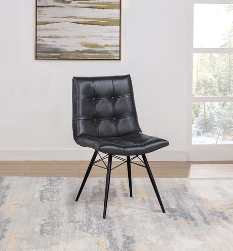 Aiken Faux Leather Upholstered Dining Side Chair Charcoal Grey (Set of 4) - Tampa Furniture Outlet