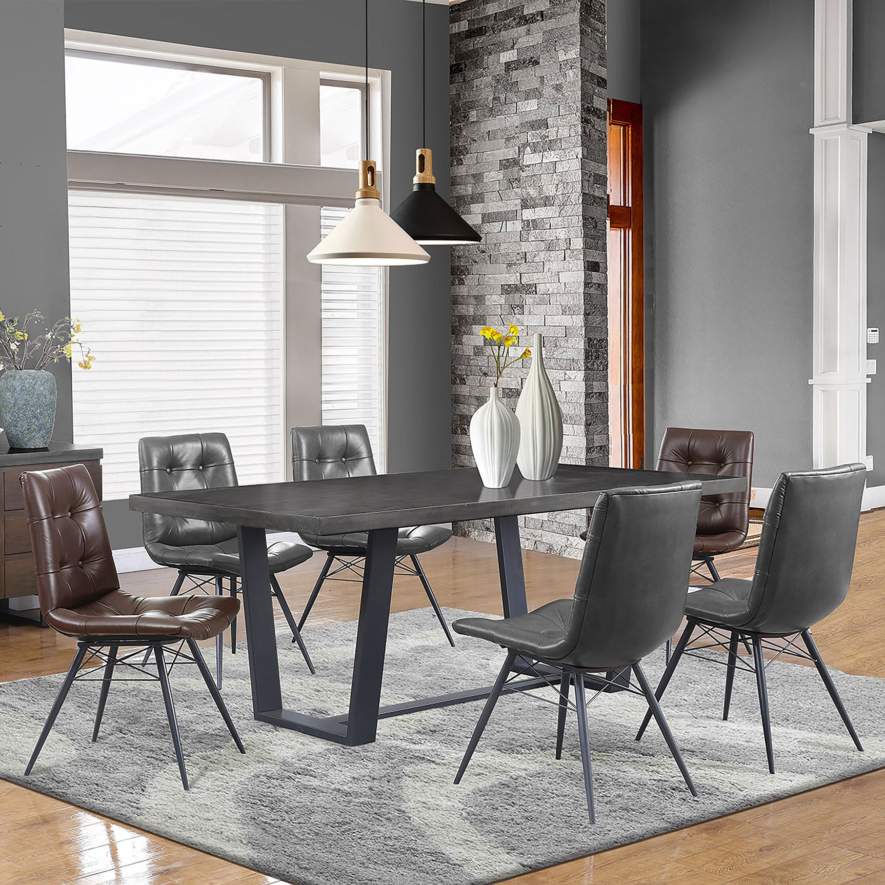 Aiken Faux Leather Upholstered Dining Side Chair Charcoal Grey (Set of 4) - Tampa Furniture Outlet