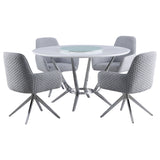 Abby 5-piece Round Dining Table Set White High Gloss - Tampa Furniture Outlet
