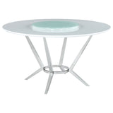 Tampa Furniture Outlet - Coaster - Abby Round 54-inch Lazy Susan Dining Table White High Gloss - 110321