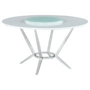 Tampa Furniture Outlet - Coaster - Abby Round 54-inch Lazy Susan Dining Table White High Gloss - 110321