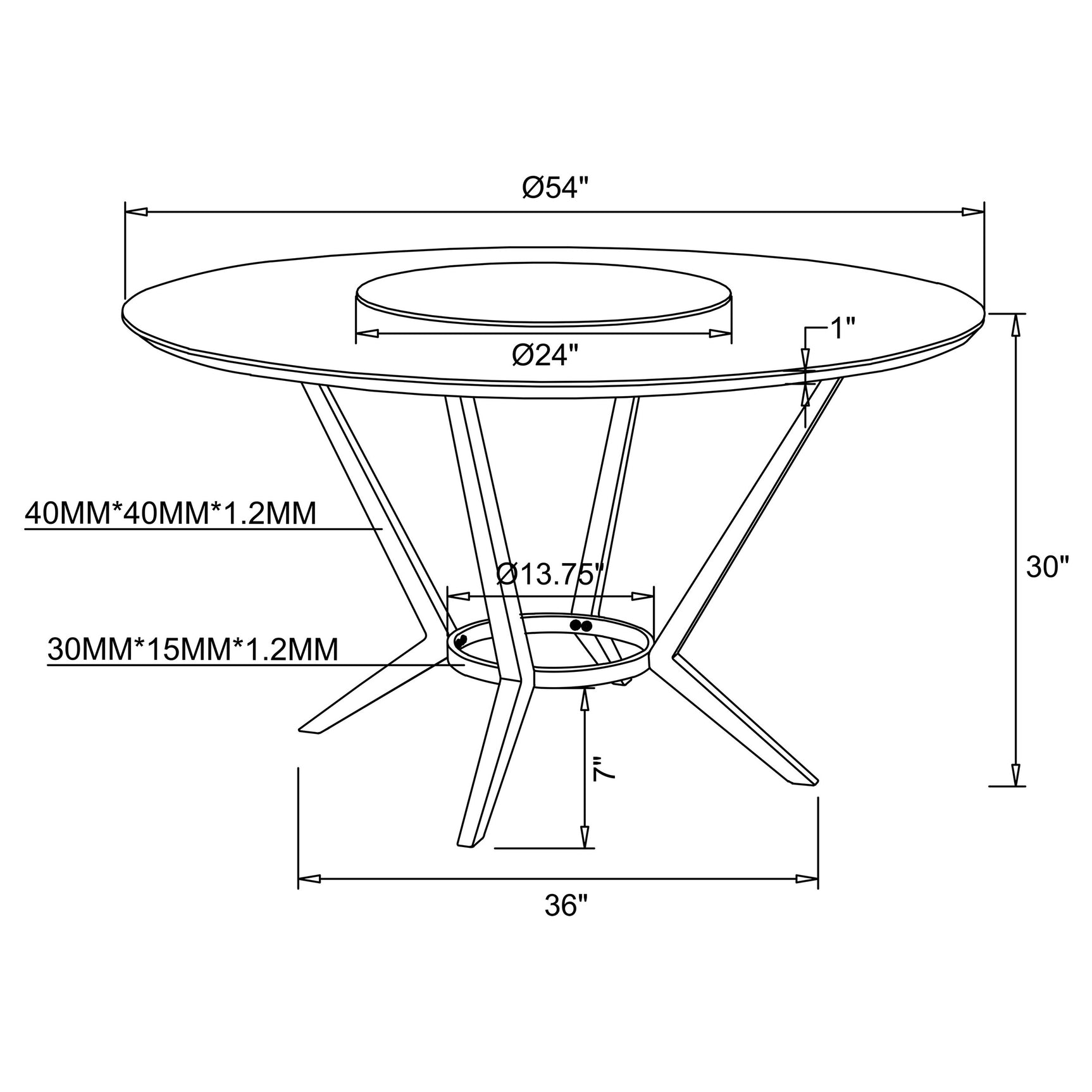 Abby Round 54-inch Lazy Susan Dining Table White High Gloss - Tampa Furniture Outlet
