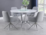 Abby Round 54-inch Lazy Susan Dining Table White High Gloss - Tampa Furniture Outlet