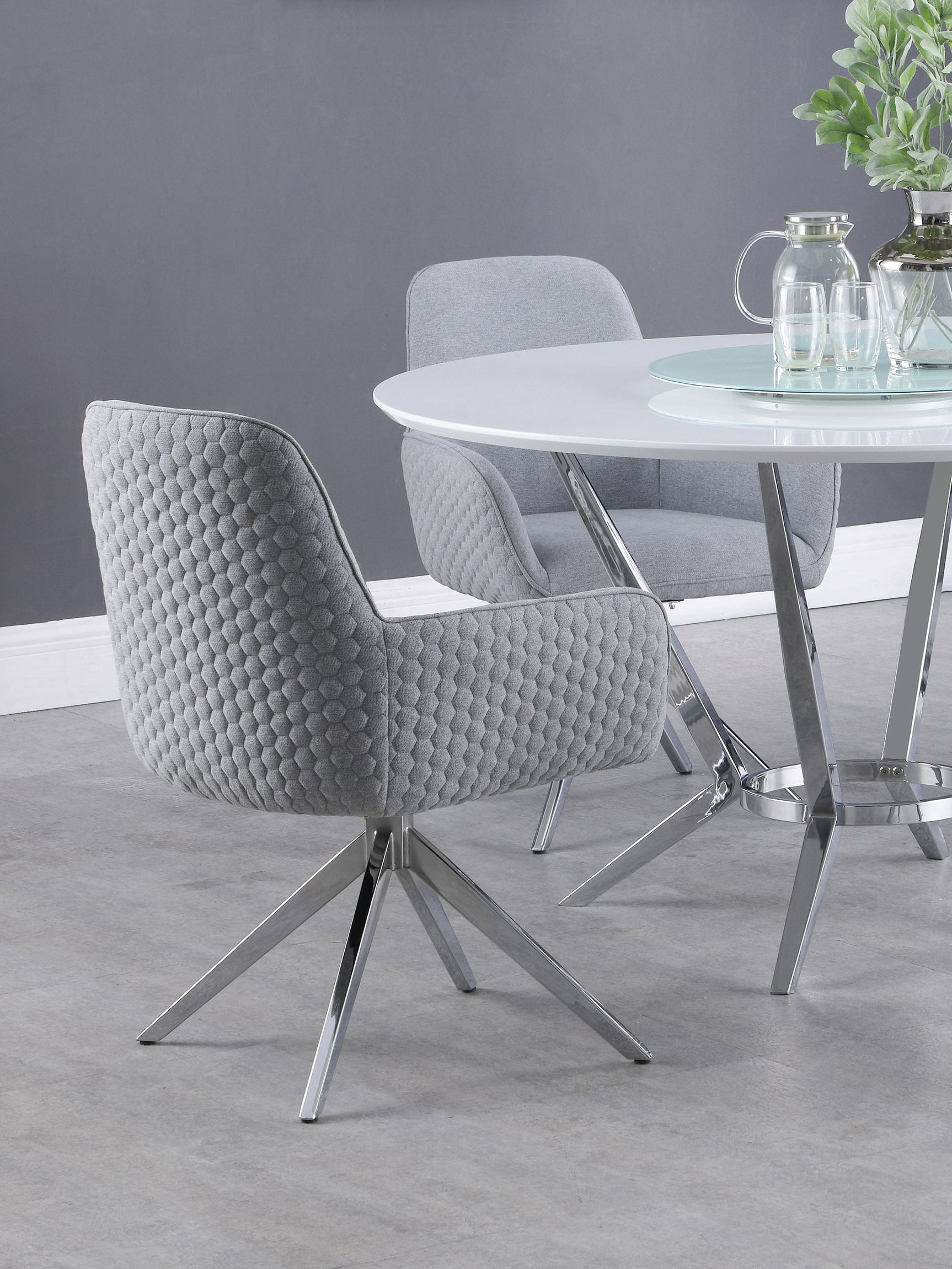 Abby Fabric Upholstered Swivel Dining Arm Chair Light Grey - Tampa Furniture Outlet