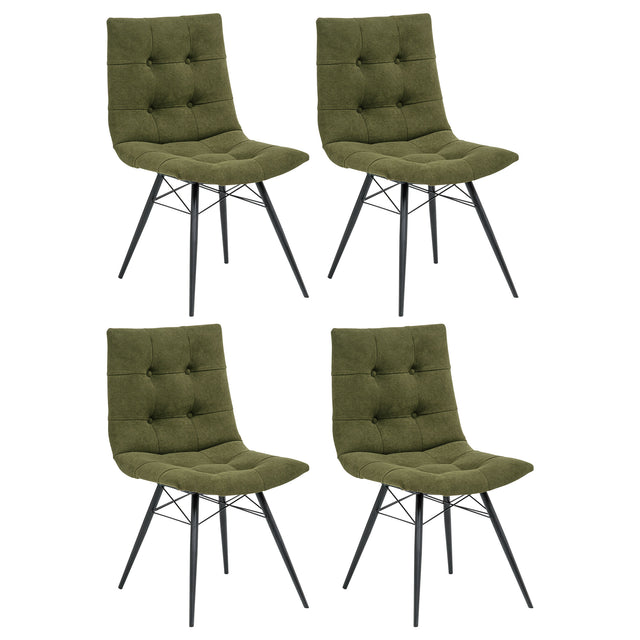 Tampa Furniture Outlet - Coaster - Aiken Fabric Upholstered Dining Side Chair Saddle Forest Green (Set of 4) - 110332FRT