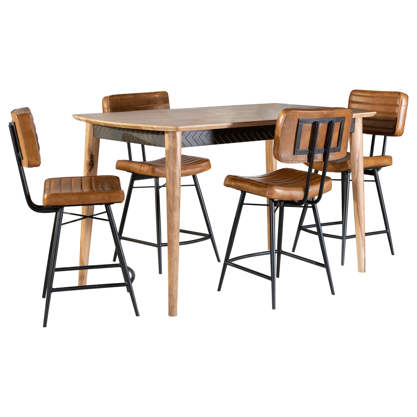 Partridge 5-piece Counter Dining Set Sheesham and Camel - Tampa Furniture Outlet