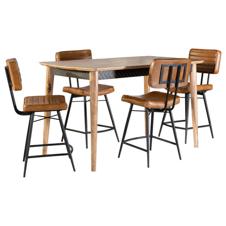 Partridge 5-piece Counter Dining Set Sheesham and Camel - Tampa Furniture Outlet