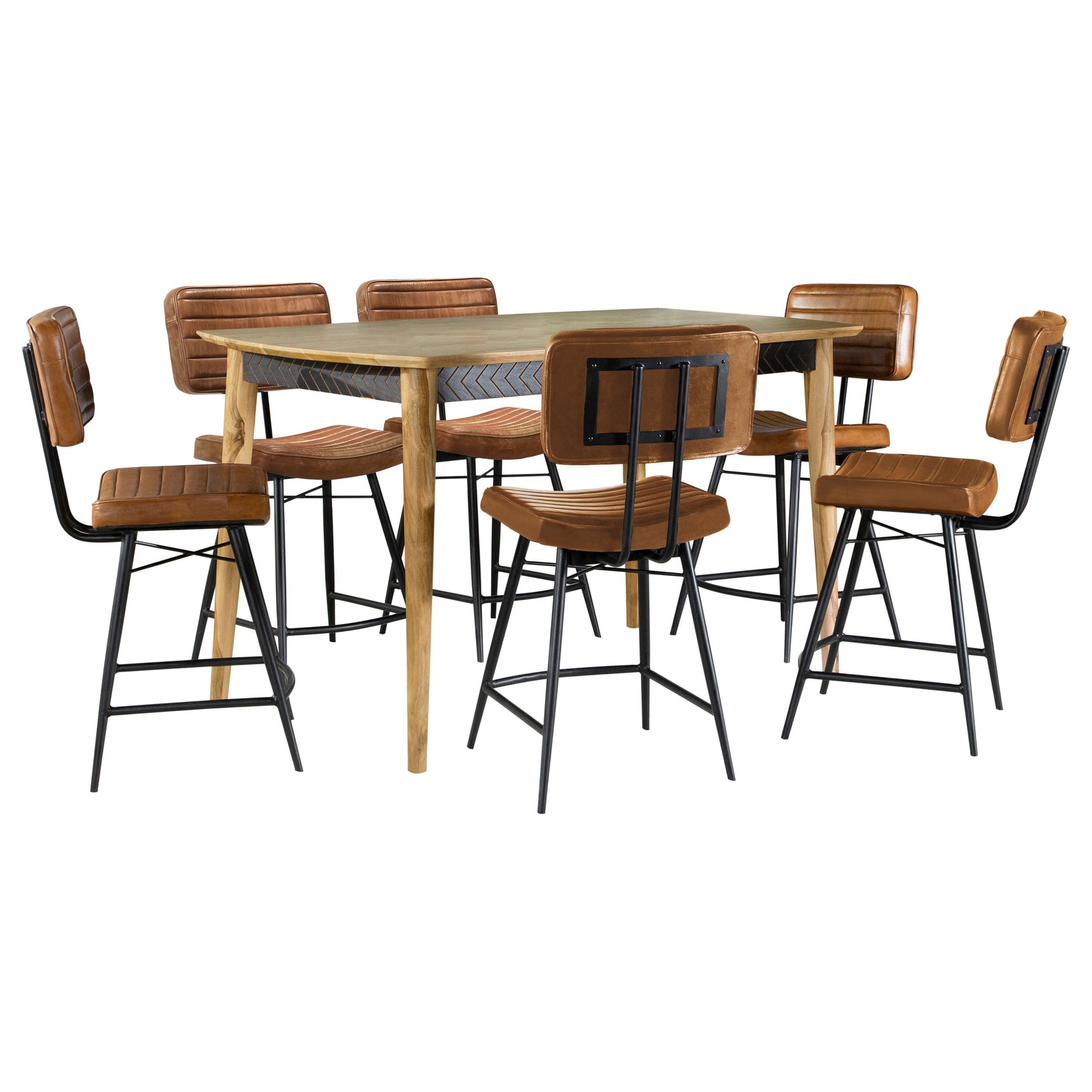 Partridge 7-piece Counter Dining Set Sheesham and Camel - Tampa Furniture Outlet