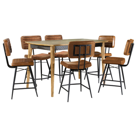 Partridge 7-piece Counter Dining Set Sheesham and Camel - Tampa Furniture Outlet