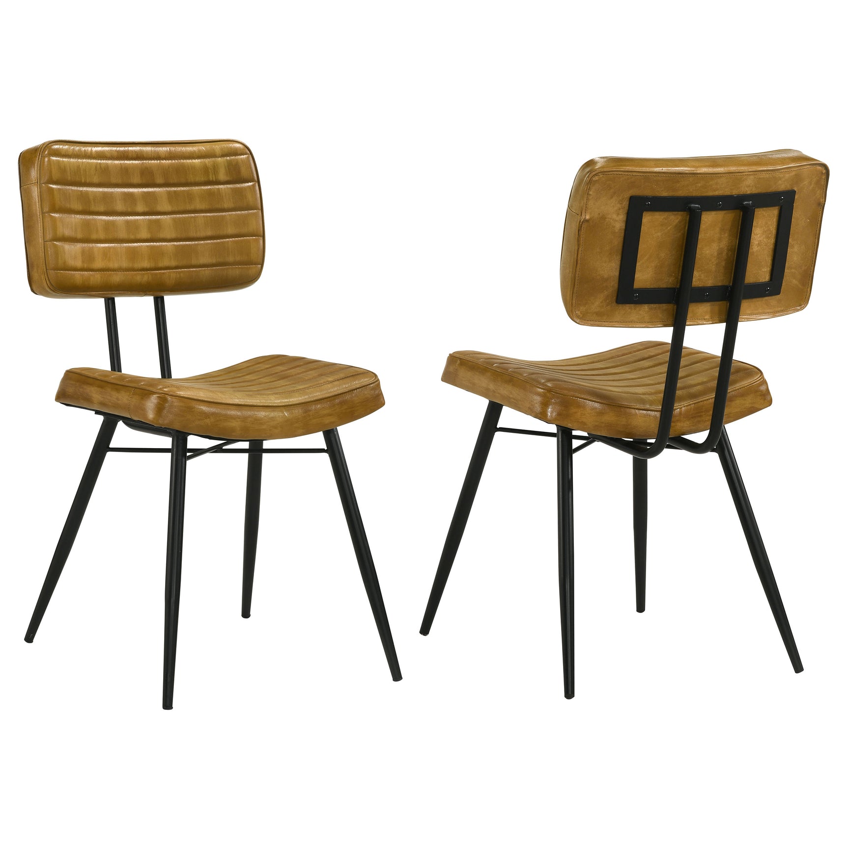 Misty Leather Upholstered Dining Side Chair Camel (Set of 2) - Tampa Furniture Outlet