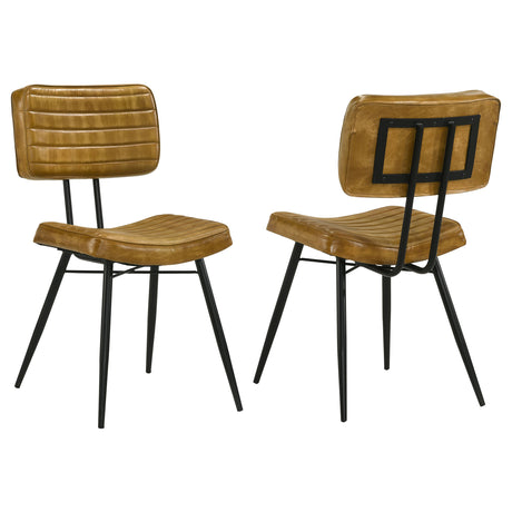 Misty Leather Upholstered Dining Side Chair Camel (Set of 2) - Tampa Furniture Outlet