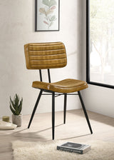 Misty Leather Upholstered Dining Side Chair Camel (Set of 2) - Tampa Furniture Outlet