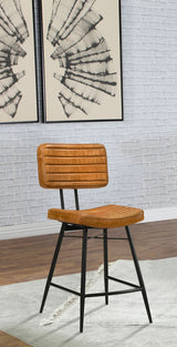 Partridge Leather Counter Chair Antique Camel (Set of 2) - Tampa Furniture Outlet