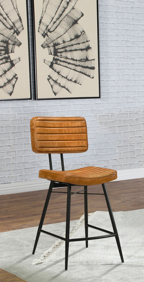 Partridge Leather Counter Chair Antique Camel (Set of 2) - Tampa Furniture Outlet