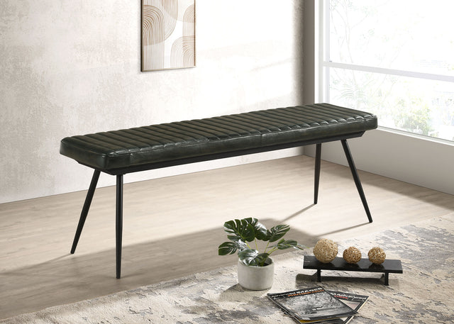 Tampa Furniture Outlet - Coaster - Misty Leather Upholstered Dining Bench Antique Espresso - 110653