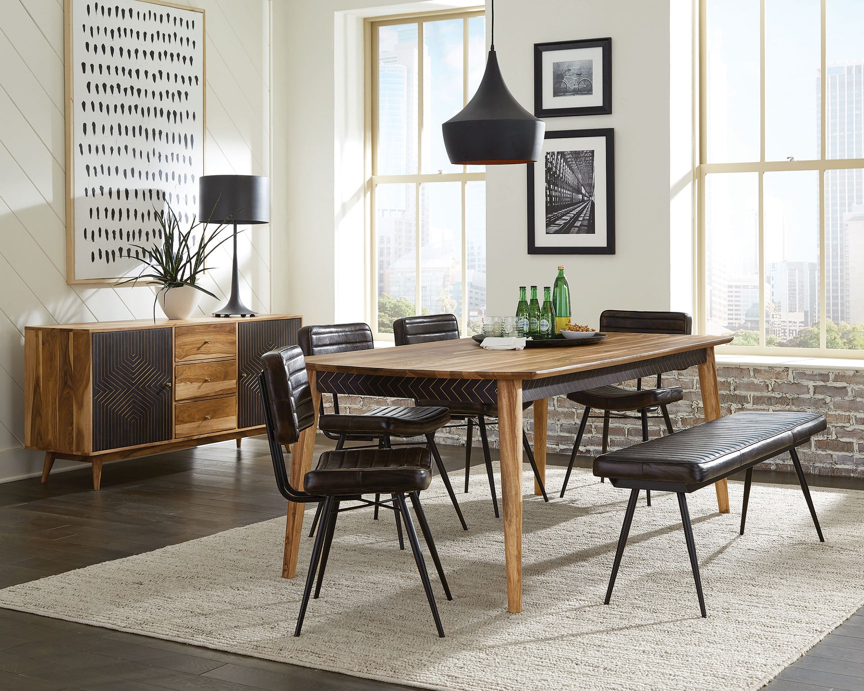 Misty Leather Upholstered Dining Bench Antique Espresso - Tampa Furniture Outlet