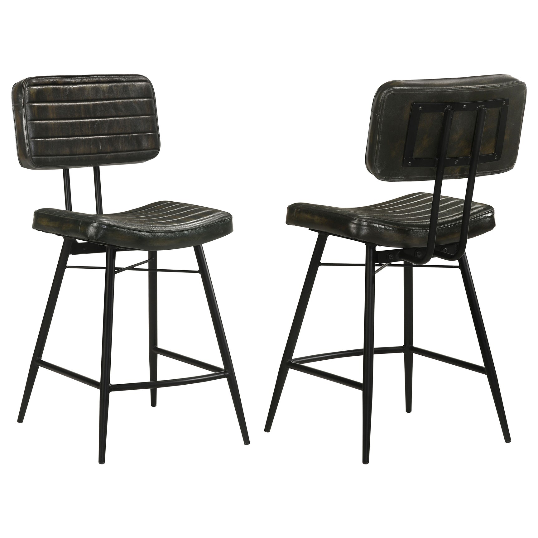 Tampa Furniture Outlet - Coaster - Partridge Leather Counter Chair Antique Espresso (Set of 2) - 110659