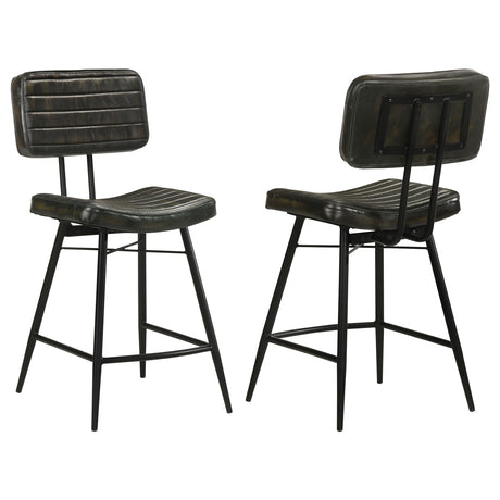 Tampa Furniture Outlet - Coaster - Partridge Leather Counter Chair Antique Espresso (Set of 2) - 110659
