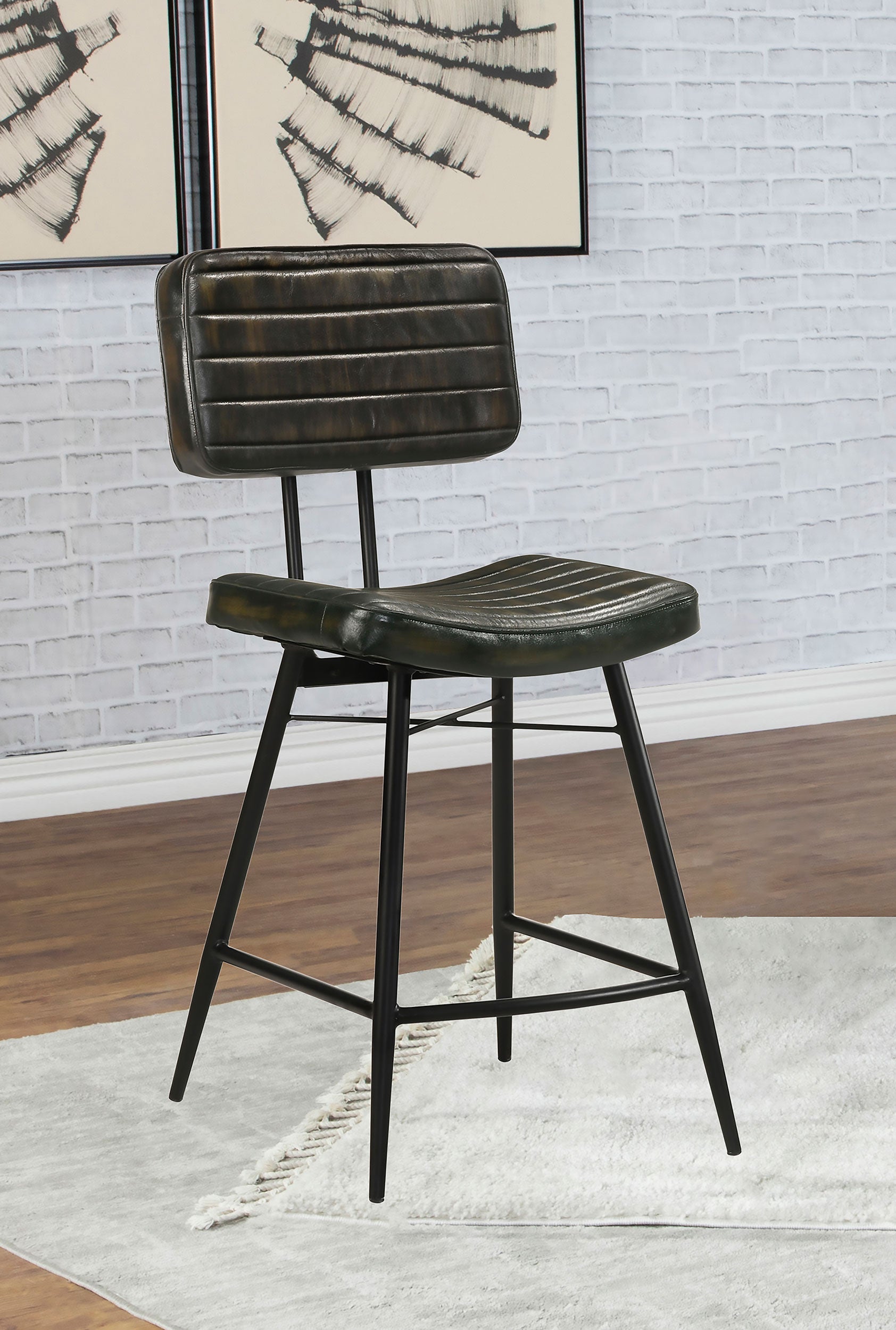 Partridge Leather Counter Chair Antique Espresso (Set of 2) - Tampa Furniture Outlet