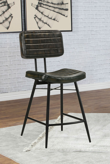 Partridge Leather Counter Chair Antique Espresso (Set of 2) - Tampa Furniture Outlet