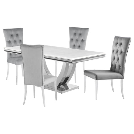 Kerwin 5-piece Rectangular Dining Table Set Grey and Chrome - Tampa Furniture Outlet