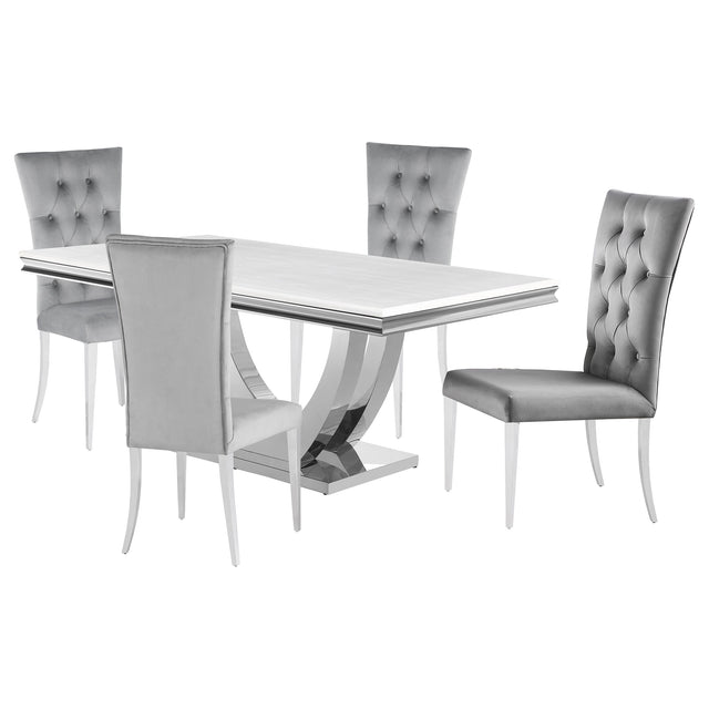 Kerwin 5-piece Rectangular Dining Table Set Grey and Chrome - Tampa Furniture Outlet