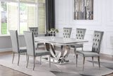 Tampa Furniture Outlet - Coaster - Kerwin 7-piece Rectangular Dining Table Set Grey and Chrome - 111101-S7G