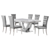 Kerwin 7-piece Rectangular Dining Table Set Grey and Chrome - Tampa Furniture Outlet