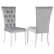 Tampa Furniture Outlet - Coaster - Kerwin Velvet Upholstered Dining Side Chair Grey (Set of 2) - 111103