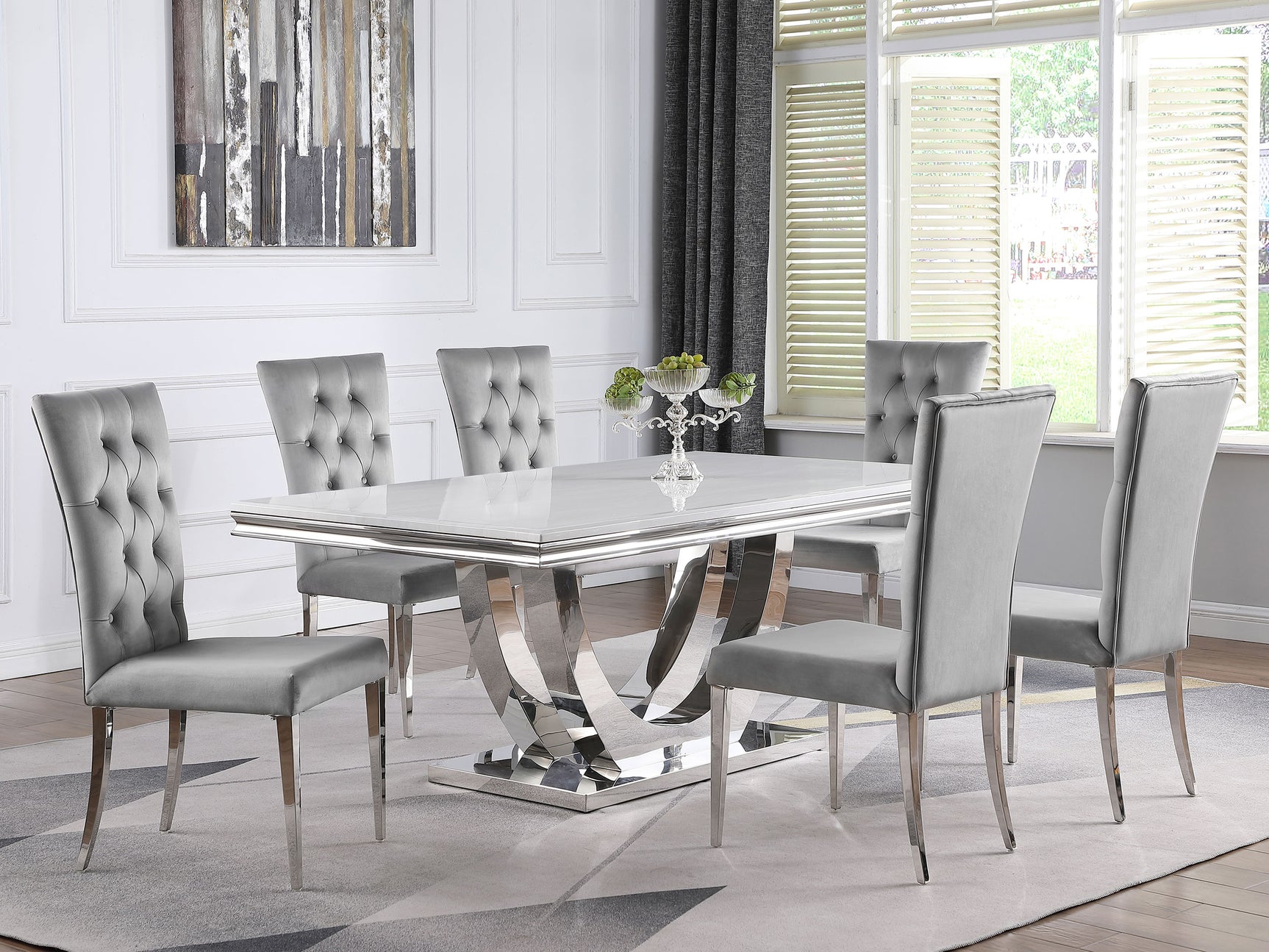Kerwin Velvet Upholstered Dining Side Chair Grey (Set of 2) - Tampa Furniture Outlet
