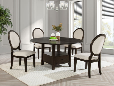 Tampa Furniture Outlet - Coaster - Twyla 5-piece 60-inch Round Wood Dining Table Set Dark Cocoa - 115100-S5