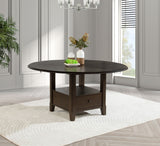 Twyla 60-inch Round Dining Table with Drawer Dark Cocoa - Tampa Furniture Outlet