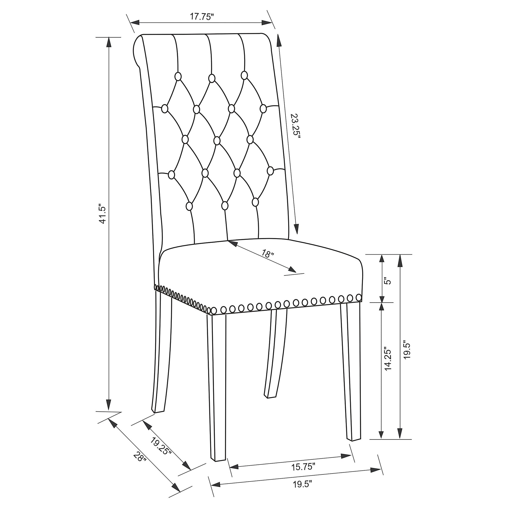 Alana Fabric Upholstered Dining Side Chair Grey (Set of 2) - Tampa Furniture Outlet