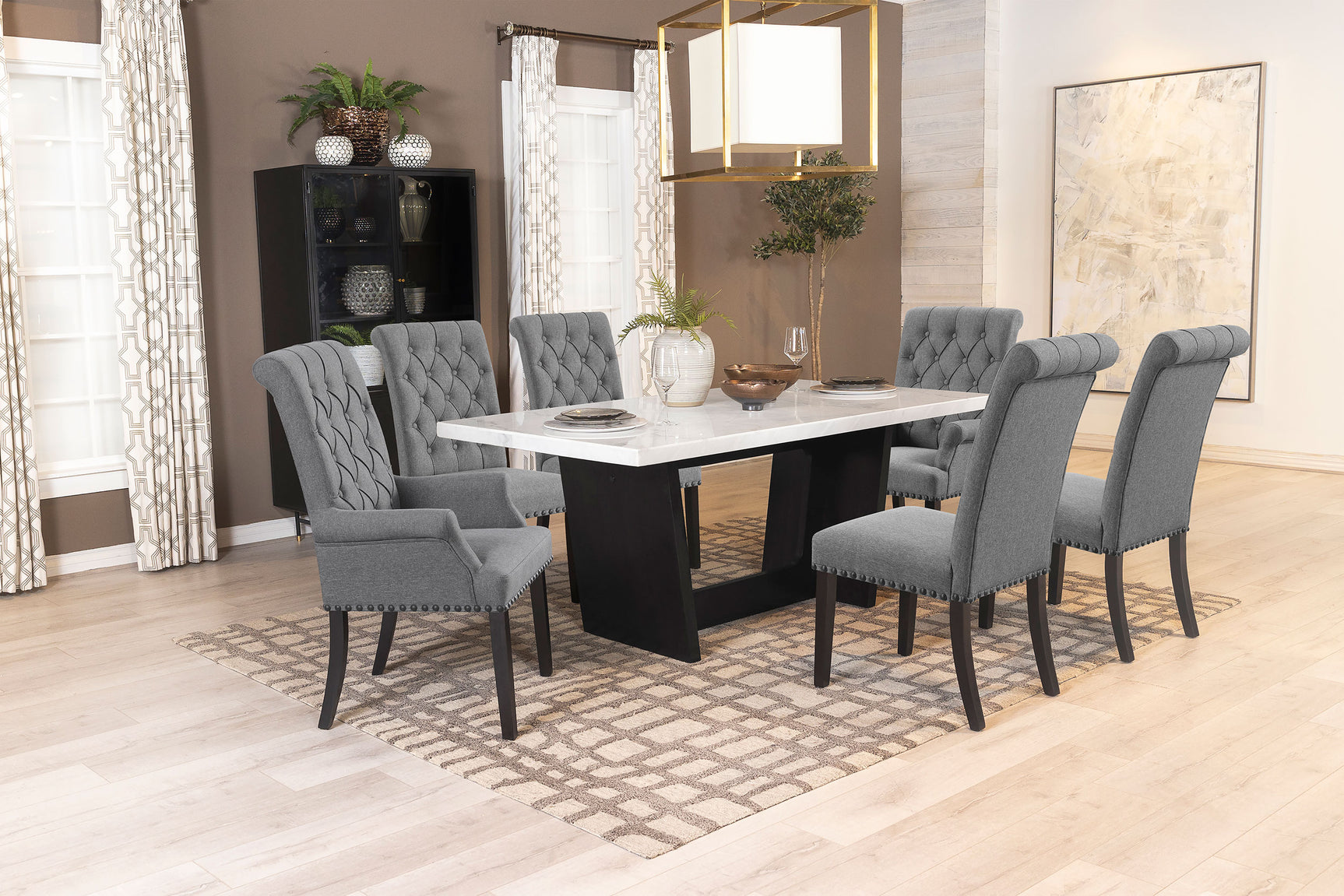 Alana Fabric Upholstered Dining Side Chair Grey (Set of 2) - Tampa Furniture Outlet