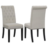 Tampa Furniture Outlet - Coaster - Alana Velvet Upholstered Dining Side Chair Sand (Set of 2) - 115182