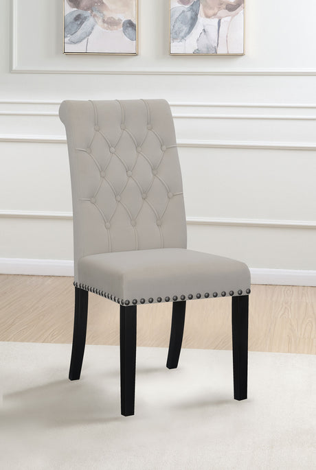 Alana Velvet Upholstered Dining Side Chair Sand (Set of 2) - Tampa Furniture Outlet