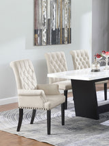 Alana Velvet Upholstered Dining Arm Chair Sand - Tampa Furniture Outlet