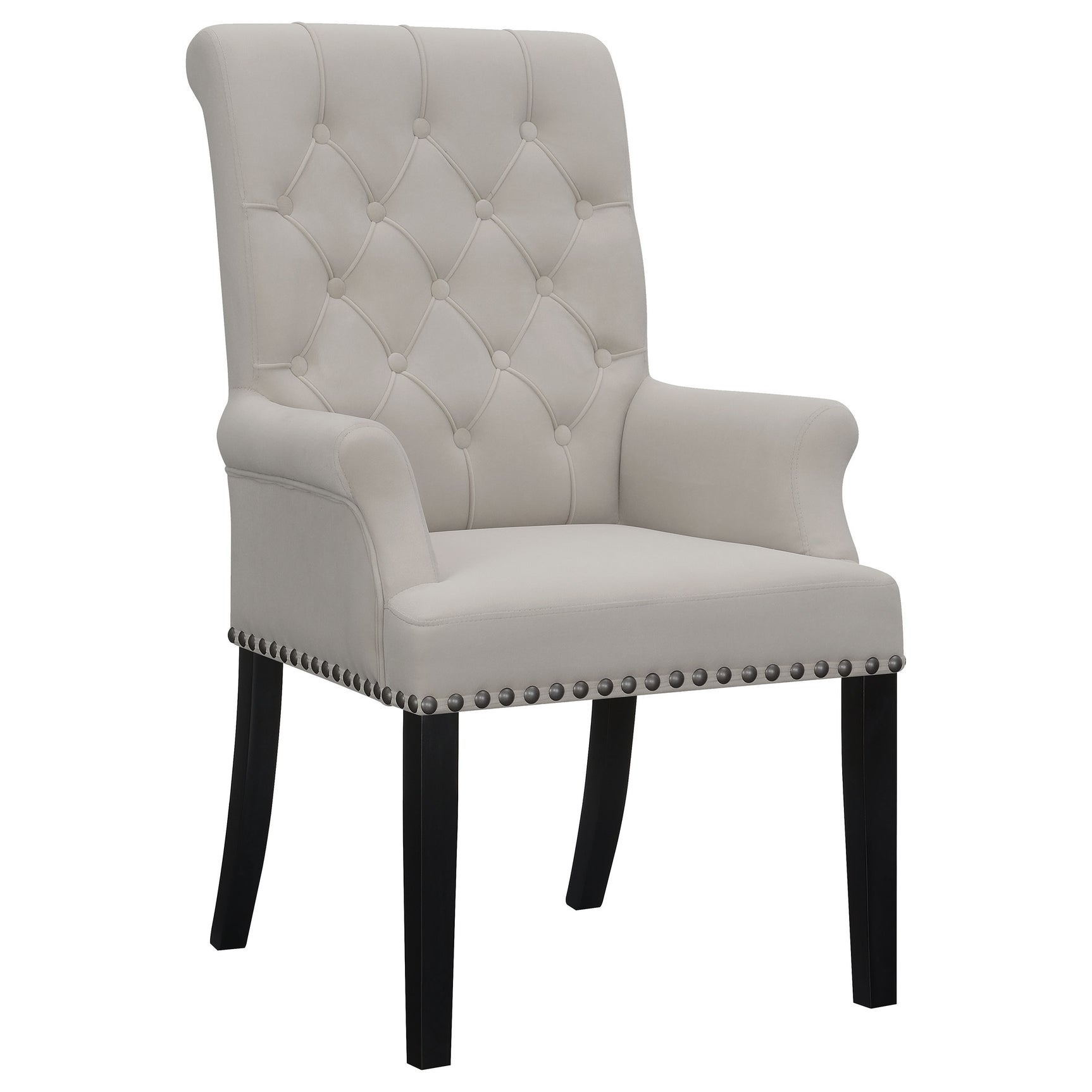 Tampa Furniture Outlet - Coaster - Alana Velvet Upholstered Dining Arm Chair Sand - 115183