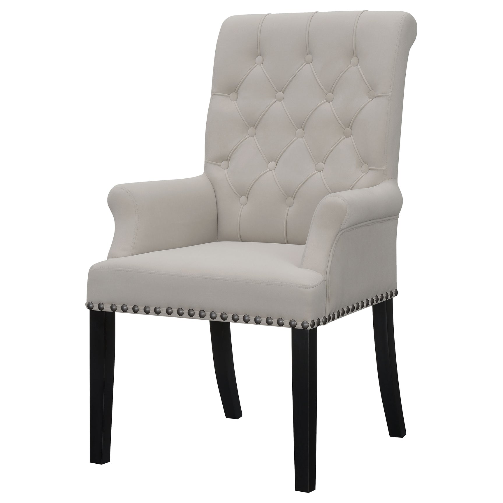 Alana Velvet Upholstered Dining Arm Chair Sand - Tampa Furniture Outlet