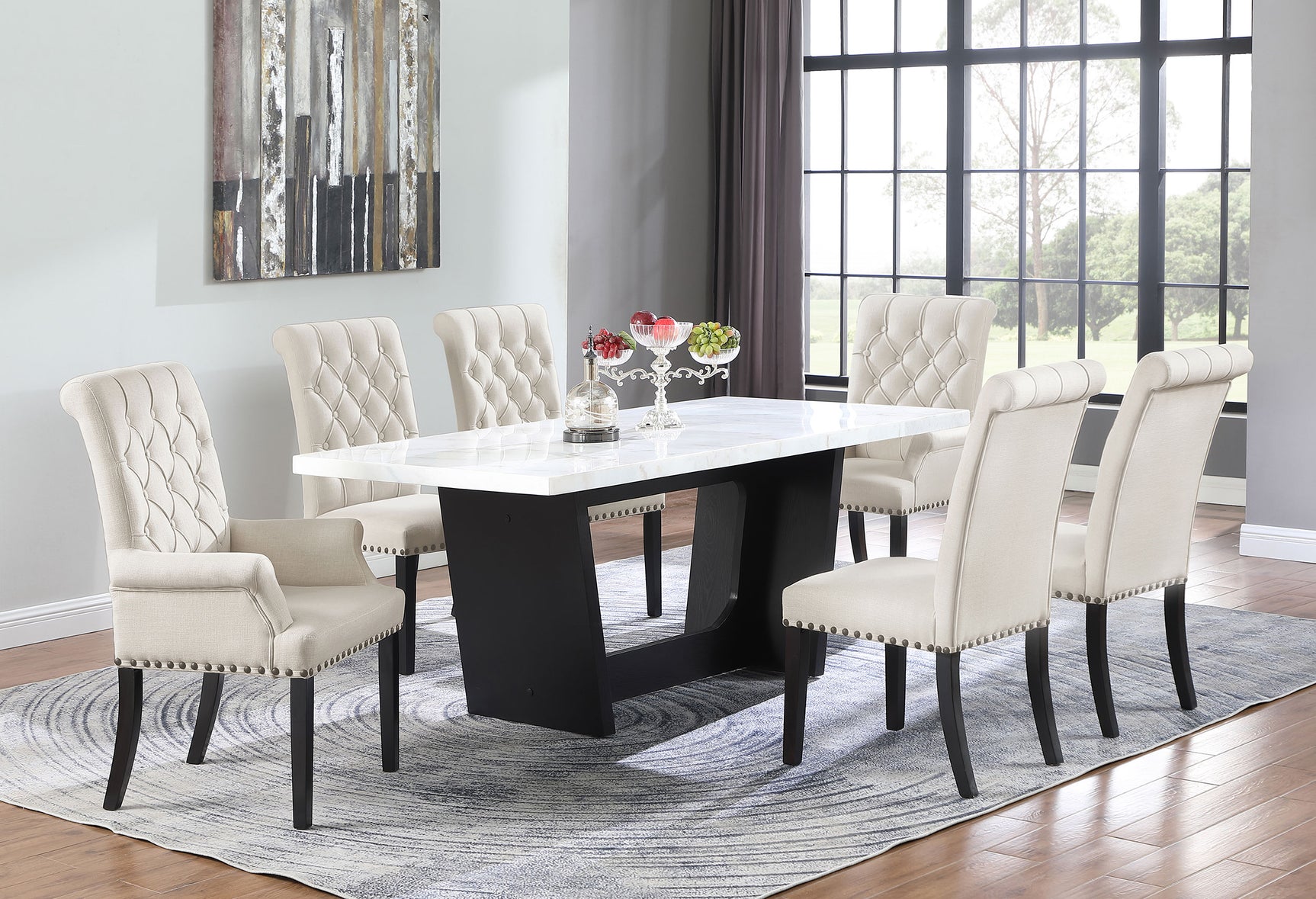 Alana Velvet Upholstered Dining Arm Chair Sand - Tampa Furniture Outlet