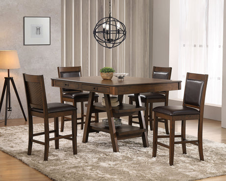 Tampa Furniture Outlet - Coaster - Dewey 5-piece Rectangular Dining Table Set Walnut - 115208-S5