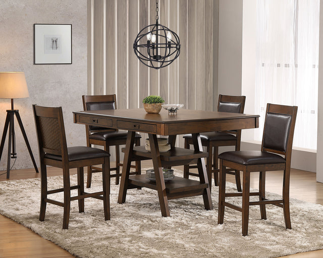 Tampa Furniture Outlet - Coaster - Dewey 5-piece Rectangular Dining Table Set Walnut - 115208-S5