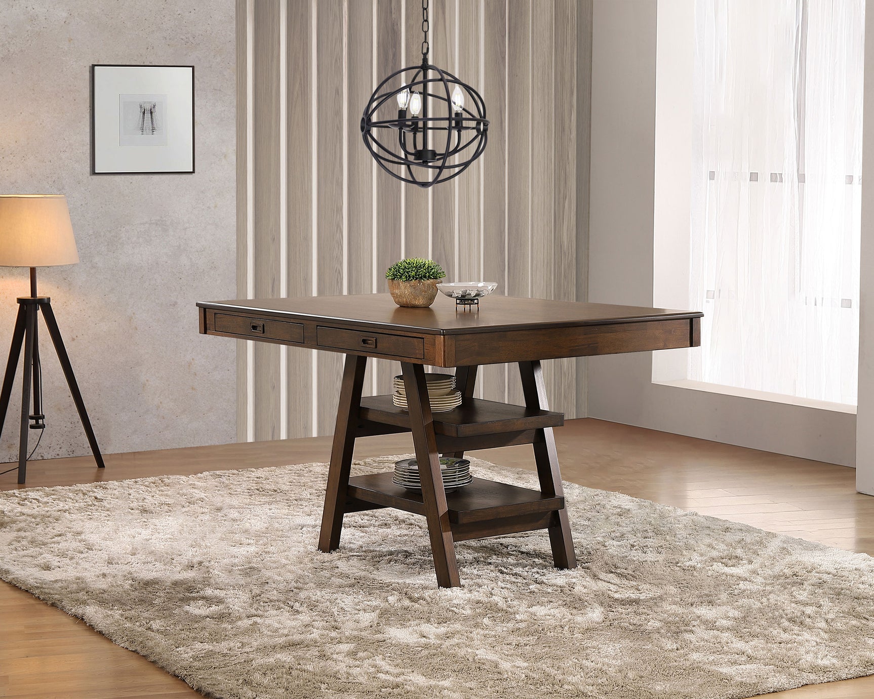 Dewey Rectangular 60-inch Counter Height Dining Table Walnut - Tampa Furniture Outlet
