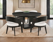 Tampa Furniture Outlet - Coaster - Leandro 5-piece Round Dining Table Set Burnished Black - 115390-S5A