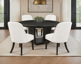 Tampa Furniture Outlet - Coaster - Leandro 5-piece Round Dining Table Set Burnished Black - 115390-S5