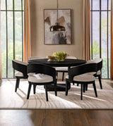Tampa Furniture Outlet - Coaster - Leandro 7-piece Round Dining Table Set Burnished Black - 115390-S7A