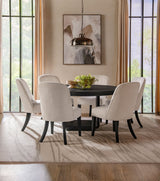 Tampa Furniture Outlet - Coaster - Leandro 7-piece Round Dining Table Set Burnished Black - 115390-S7