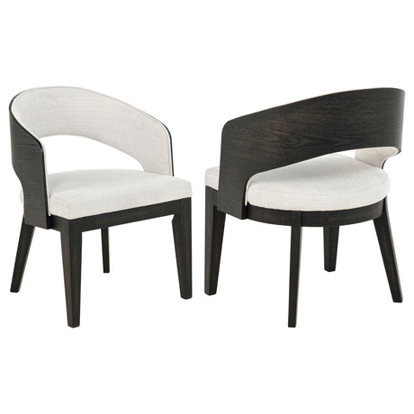 Tampa Furniture Outlet - Coaster - Leandro Upholstered Dining Arm Chair Cream (Set of 2) - 115393