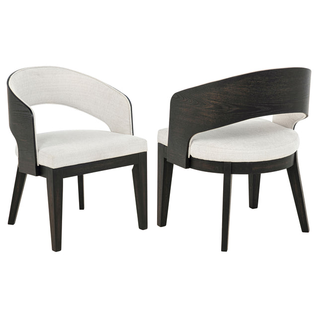 Tampa Furniture Outlet - Coaster - Leandro Upholstered Dining Arm Chair Cream (Set of 2) - 115393